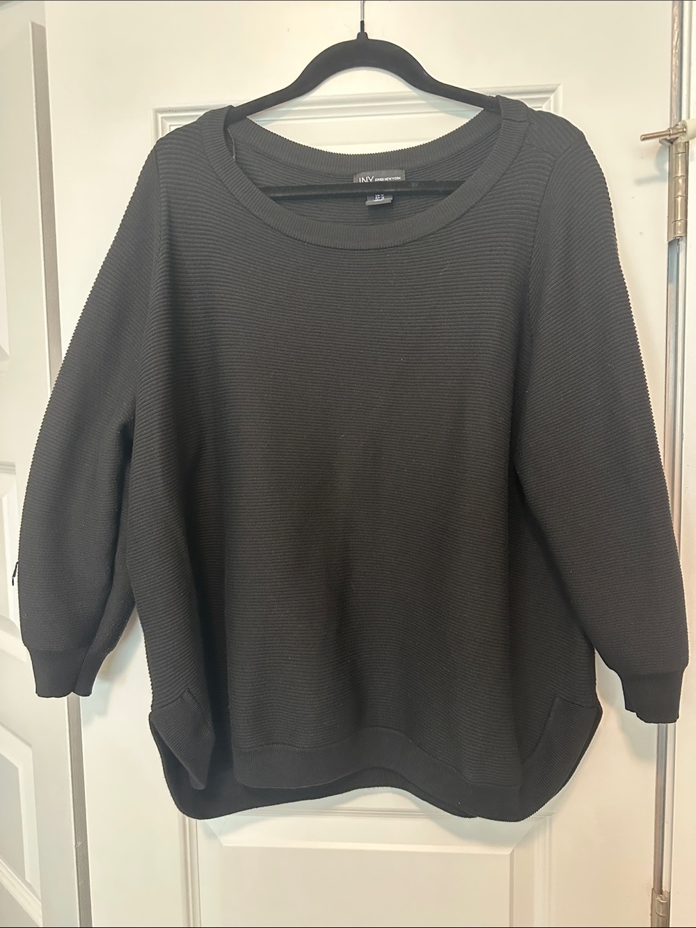Jones New York Black Textured Scoopneck Sweater